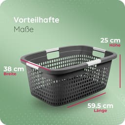 Novaliv 3-delige wasmand met 4 handgrepen 40L antraciet, wasboxset, wasemmer, wascontainer voor badkamerwas, vuile was, wasmand, opbergmand, verzamelbox — thumbnail 3