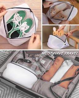 Ibenzoa® Wasnet schoenen, 2 stuks netschoenenzak, wasmachine met ritssluiting (38 x 21 x 23 cm), waszak, waszak, schoenwaszak, voor sneakers, sokken — thumbnail 4