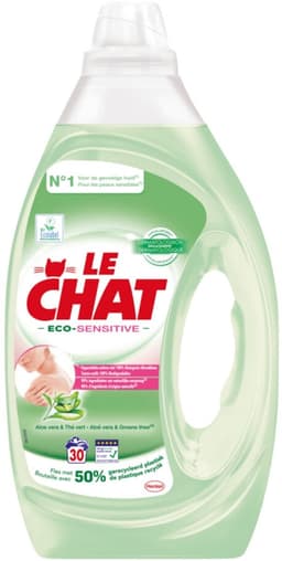 Le Chat Eco-Sensitive - Vloeibaar Wasmiddel - Witte en Gekleurde Was - Aloë Vera & Groene Thee - 30 Wasbeurten - 1 stuk — thumbnail 1