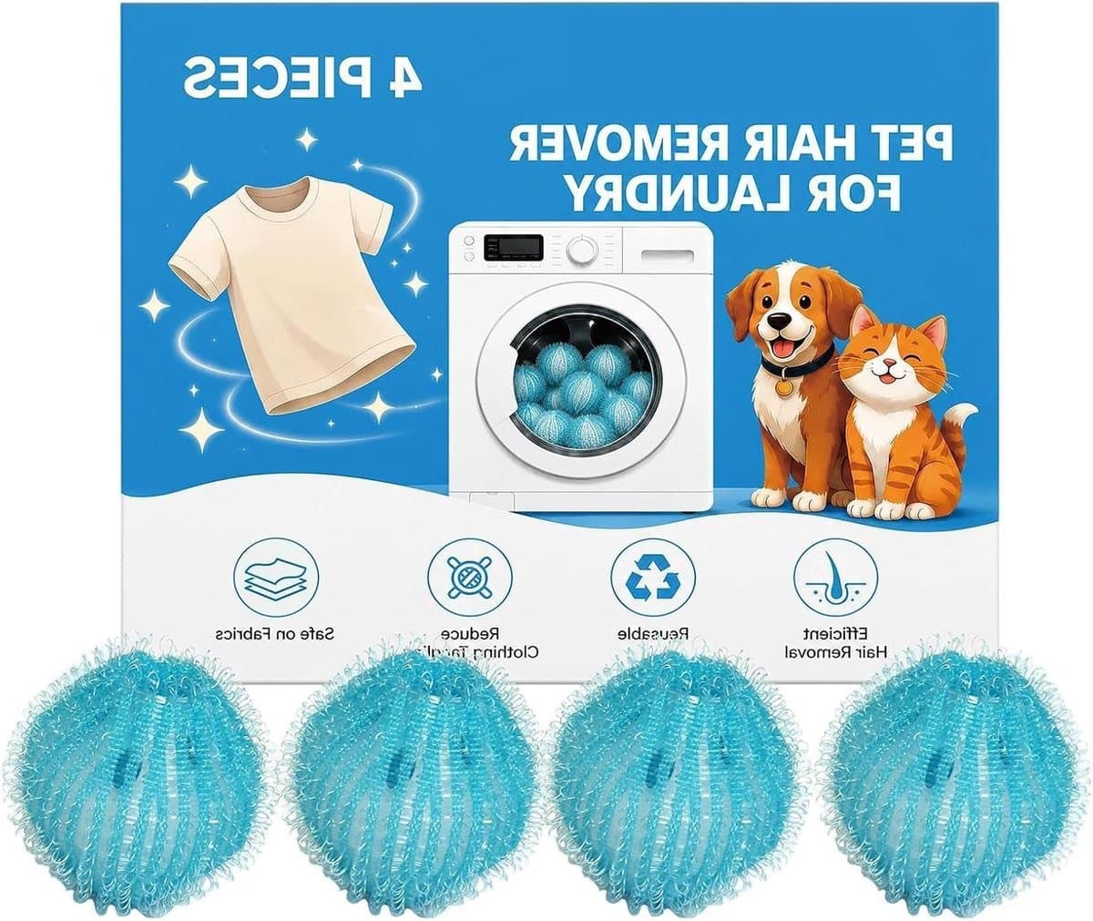 Huisdierhaarverwijderaar Was - Pluizenverwijderaar Reinigingsballen - Kleding Reinigen - Herbruikbare Ballen - 4 Stuks - Niet gespecificeerd — afbeelding 1