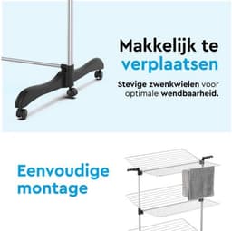 Droogrek Toren - Kledingdroger - Ruimte Besparen - 36 Meter Drooglengte - 77x73x140 cm - Wit — thumbnail 4
