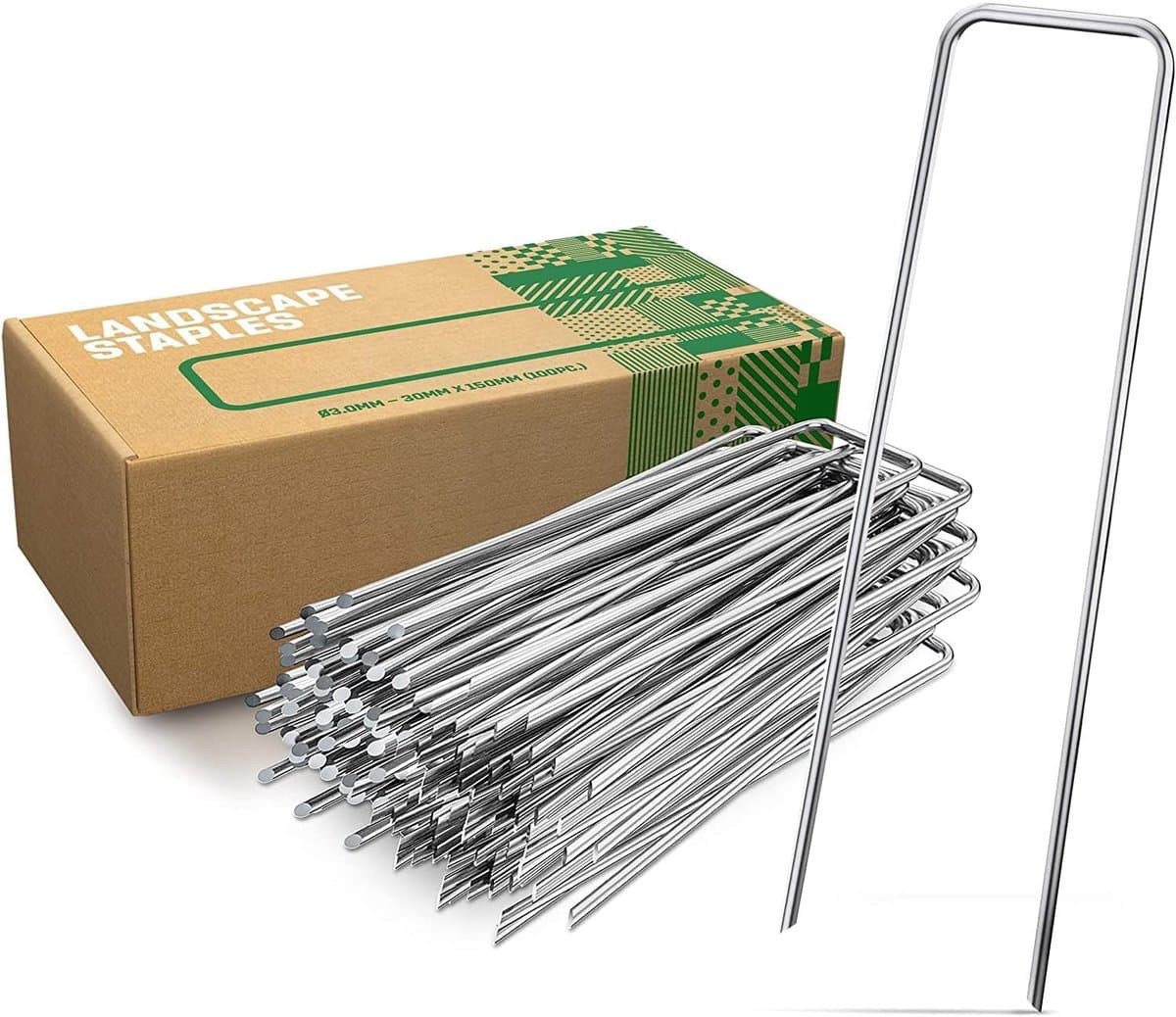 Grondanker - Verzinkt Staal - 150 mm x 25 mm x 2,8 mm - Set van 100 Stuks - Roestvrij Voor Tuin en Camping — afbeelding 1