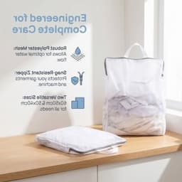 Herbruikbare waszakken van net, 60 x 50 cm en 50 x 40 cm, voor delicate was, met ritssluiting en duurzame bescherming voor kleding, ondergoed en panty's — thumbnail 1