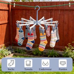 Pack of 2 favourite materials, foldable with 20 clips, 360 degree rotation, for clothes, scarves and towels, suitable - ShopVlot — thumbnail 4