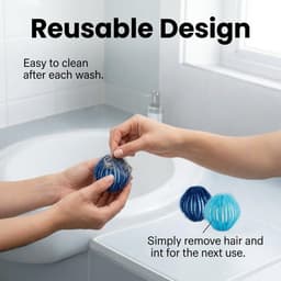 SnelShoppen - Set van 12 Anti-Haarballen, Wasmachine, Haarvanger, Wasbal, Dierenharen Vangen, Marineblauw en Lichtblauw, Effectieve Wasaccessoires, Sc — thumbnail 3