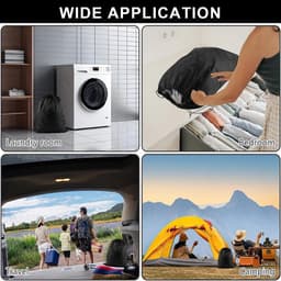 SnelShoppen - Set van 2 Waterdichte Reis Waszakken, Grote Vouwbare Treklus Waszak voor Vuile Kleding, Perfect voor Studentenwoningen en Reizen (Zwart) — thumbnail 5