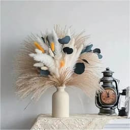 Gedroogde bloemenboeket – natuurlijke gedroogde pampas & gedroogde konijnenstaart – Boheemse decoratie voor slaapkamer, bruiloft, verjaardagstafel — thumbnail 1