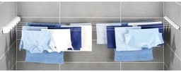 1 stuks uitklapbare waslijn voor wand of plafond – witteringsbestendige droogstang met 5 draden & beschermkap, geschikt voor balkon, badkuip of terras — thumbnail 5