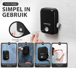 Waslijn - Uittrekbaar 4,3 m - Staal - Makkelijk op te bergen - SnelShoppen — thumbnail 2