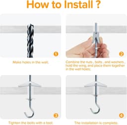 7 Sets M5 Wing Spring Hook, Spring Toggle Wing Bolt Hook, Plafond Gipsplaat Montage Haak, met Zeskant Moeren, Ringen, voor Gipsplaat Holle Wanden Hangende Planten Bevestiging — thumbnail 5
