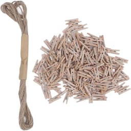 Houten knijpers - Kleine clips - Foto's ophangen - Natuurlijke uitstraling - 200 stuks - Houtkleur — thumbnail 4
