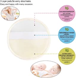 Dailygoods - PINOWU Voedingspads - 10 wasbare pads + natte tas + waszak, borstvoeding tepelkussentjes (groot 11,9 cm) — thumbnail 2