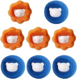8 stuks dierenhaarverwijderaar, wasmachine, herbruikbare pluisballen tegen hondenharen en kattenharen, wasballen voor kleding en beddengoed, effectieve pluisvanger, haarvanger, oranje en blauw — thumbnail 1