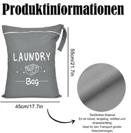 Dailygoods - 2 stuks reiswaszak groot 55 x 45 cm, waterdichte waszak met ritssluiting en handvat, wasbare waszak, groot voor reizen, fitnessstudio, camping, grijs-roze — thumbnail 4
