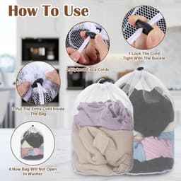 Dailygoods - 2 stuks wasnetten, waszak met koordstopper, herbruikbaar wasnet voor wasmachine, beschermt kleding, voor wasmachine, ondergoed, babykleding, sokken (30 x 40 cm, 40 x 50 cm) — thumbnail 4