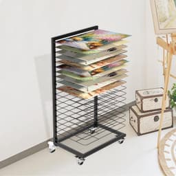 Dailygoods- Fotodroogrek Mobiel met 18 Planken - Vergrendelbare Wielen - Functioneel Design - Opbergoplossing voor Kunstwerken - Afmetingen 42 x 30 x 77 cm - Droogrek — thumbnail 1