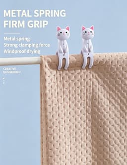 Solidchoice - Set van 10 Grote Wasknijpers met Schattig Kattenontwerp — thumbnail 2