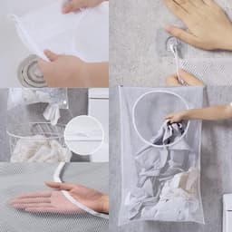 Set van 2 hangende wasmanden in wit, gemaakt van duurzaam materiaal, ideaal als waszak en organizer voor slaapkamer en badkamer met handige deurbevestiging — thumbnail 5
