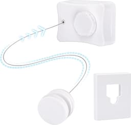 Uitschuifbare Drooglijn Voor Aan De Muur 5m – RVS-lijn 5 m, Vergrendeling, Max. 20 kg, Ruimtebesparend, ABS Behuizing, Wit — thumbnail 2