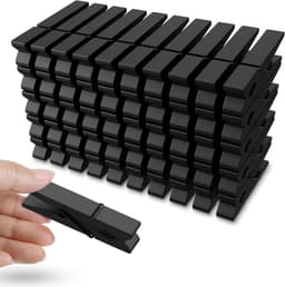 Houten Knijpers - Kleurrijke Clips - Foto's Ophangen - Stevige Constructie - 50 Stuks - Zwart — thumbnail 1