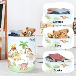 kinderwasmand, opvouwbaar, voor jongens en meisjes, grote kokosnootboom, kleding, speelgoed, opbergmand voor kinderkamer, badkamer, blauw, 63 l — thumbnail 5