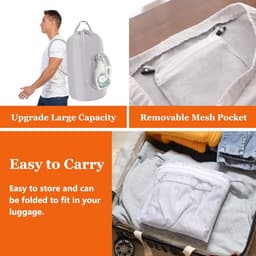 opvouwbare wasmand 95 l met handvat, hangende wasmand met zak en schouderriem, multifunctionele vuile waszak van stof voor reizen of slaapzaal, lichtgrijs — thumbnail 5