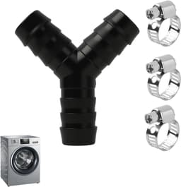 Y-distributor - 2 manieren - aansluiting voor wasmachine - 2-way Y-distributor - voor afvoerpijpen - geschikt voor wasmachines en vaatwassers - inclusief 3 klemnippels - diameter 19 mm — thumbnail 1