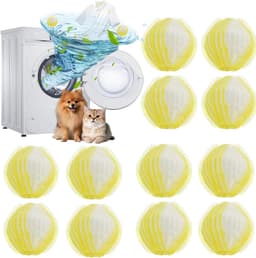 SnelShoppen - 12 stuks herbruikbare anti-haren wasmachine haarvanger, wasbal voor dierenharen en vezels, microvezel, geel, ideaal voor kleding en tapi — thumbnail 1