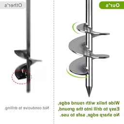 Grondanker 46 cm voor zware belasting, ideaal voor tenten, trampolines en schommels, met spiraalvormige schroef en vaste oog voor extra stabiliteit — thumbnail 3