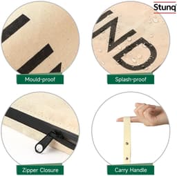 Stunq® Opvouwbare Katoenen Waszak met Rits en Draaghengel – Naturel, Waterafstotend en Schimmelwerend — thumbnail 2