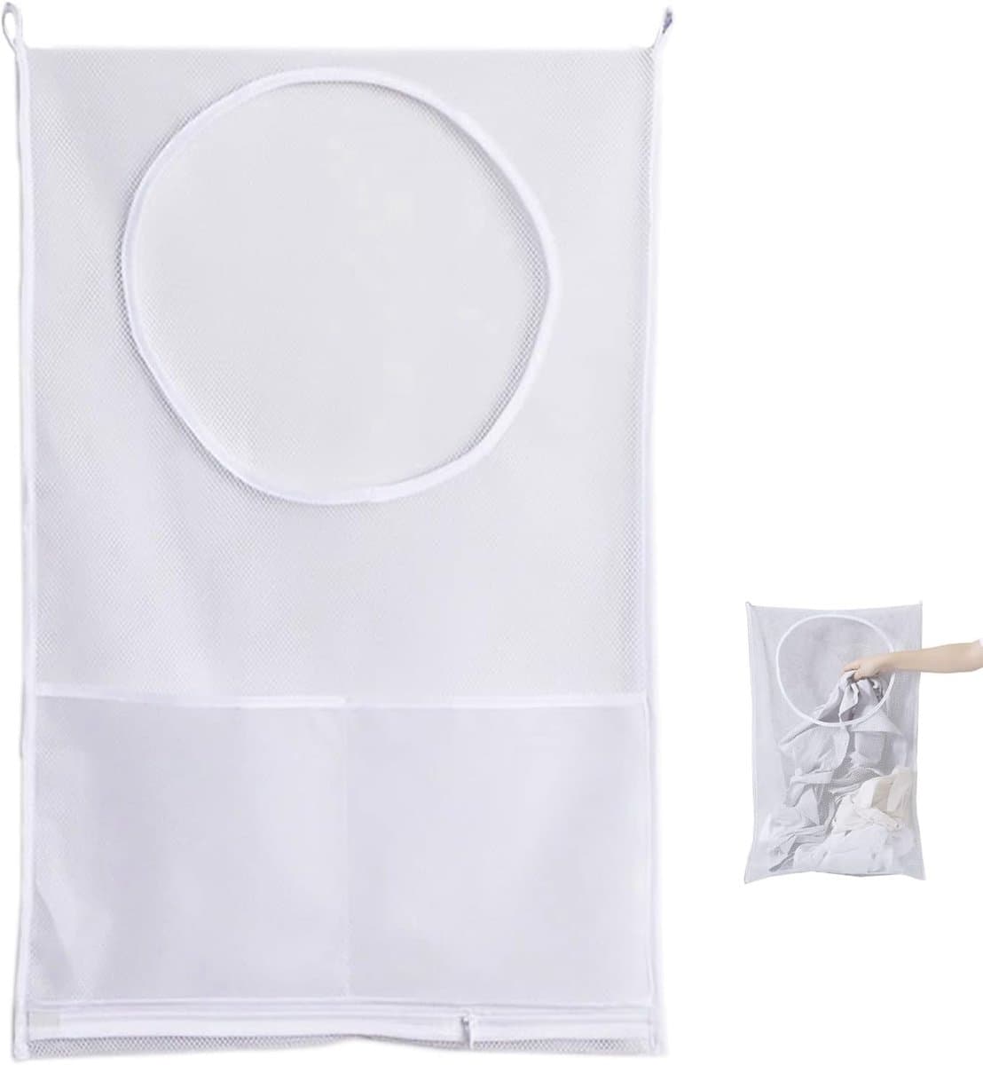 Hanging Laundry Basket voor het ophangen van wasgoed, praktische waszak voor slaapkamer en badkamer (Wit) — afbeelding 1