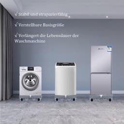 Wasmachine-onderstel met wieltjes, wasmachinesokkel, platform voor koelkast, droger en vriezer, berenbelasting 200 kg, verhoging 9,5 cm, verstelbare breedte (47 - 68 cm) — thumbnail 4
