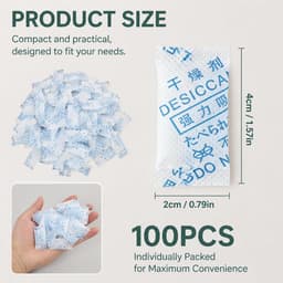 100 zakjes van silica voor levensmiddelen, 1 g, vochtabsorberend, vochtbestendig, voor levensmiddelen/sieraden/elektronica/leer, veilig papier, niet giftig, duurzaam — thumbnail 4