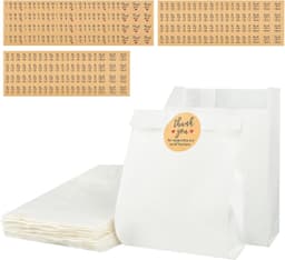 Papieren Zakjes voor Levensmiddelen - Wit - 11 x 16 cm - Kraftpapier met Stickers - Voor Verjaardagen en Feesten — thumbnail 1
