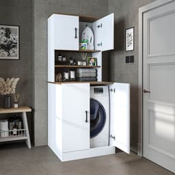 Roomart ATLANTIC-I Wasmachine Ombouwkast 70x180 cm - Overbouwkast - Wit Eiken — thumbnail 2