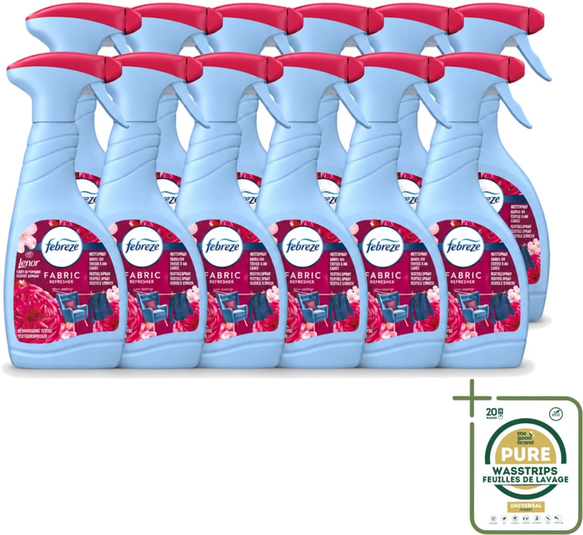 12 x Febreze – Textielspray – Robijn Jasmijn – 500 ml - Wasstrips - Textielverfrisser - Textielgeur - Geurverwijdering - Jasmijngeur - Robijngeur — afbeelding 1