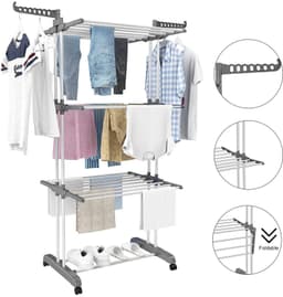 Opvouwbaar droogrek - 3 niveaus - Extra groot - Binnen en buiten — thumbnail 4