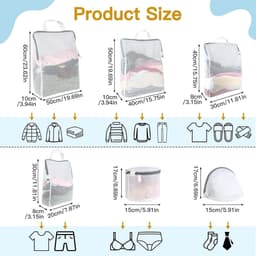 Set van 6 Wasnetten voor Wasmachine, 5 Formaten Herbruikbare Waszakken met Rits en Handvatten, Ideaal voor Kleding, Ondergoed en Babykleding — thumbnail 4