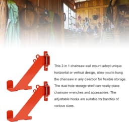2-set Kettingzaaghanger Wandmontage, Verstelbare Hoek Heavy Duty 3-in-1 Kettingzaaghouder, Opbergrek met Twee Gaten Geschikt voor Garageorganisatie Efficiënte Opslag — thumbnail 4