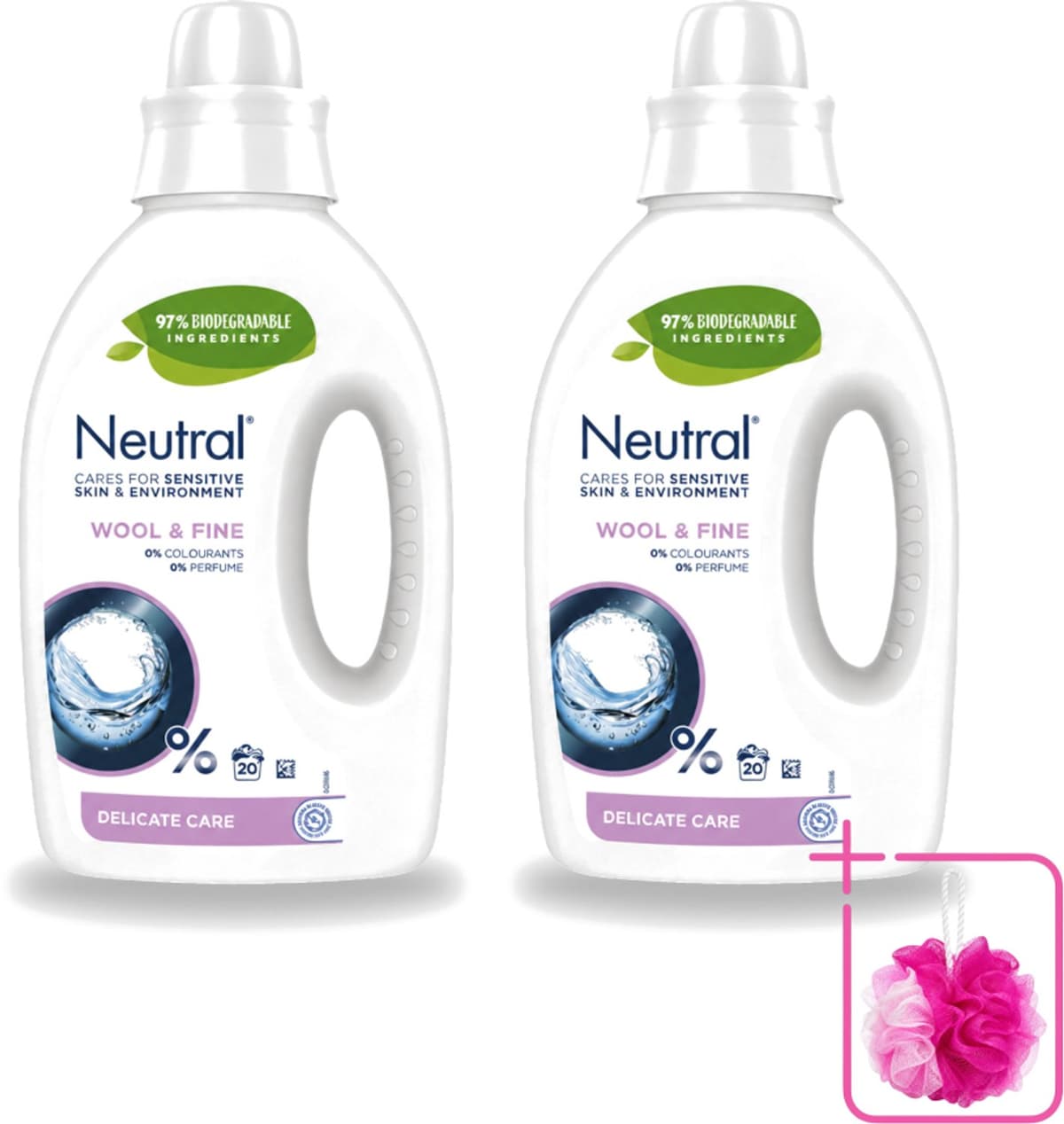 2 x Neutral - Vloeibaar Wasmiddel - Wool & Fine - Gevoelige Huid - 0% Kleurstof & Parfum - 20 Wasbeurten - Bulkverpakking - Neutraal wasmiddel - Douchemop - Hypoallergisch wasmiddel — afbeelding 1