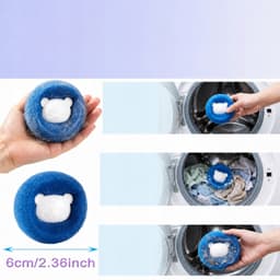 8x Witte Wasmachinestofballen - Verwijderen Huisdier Haar & Pluisjes — thumbnail 3