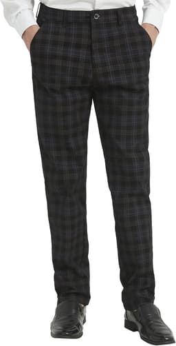 Geruite broek voor mannen skinny jurk broek slim fit zakelijke casual jurk chino's — thumbnail 1