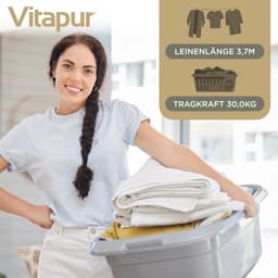 Wanddroger Uitschuifbaar - Kledinglijn Balkon - Was Drogen - Ruimtebesparend Ontwerp - Bijna 4m Drooglijn - Zilverkleurig — thumbnail 5