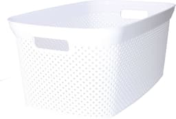 Wasmand - wit - kunststof - 34 x 54 x 23 cm - 35 liter - met handvatten - manden voor wasgoed — thumbnail 2