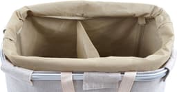 Wasmand MCW-C34, Wasmand met trekkoord Wasmand met trekkoord, 2 compartimenten Handgreep 54x52x32cm 89l ~ beige — thumbnail 3