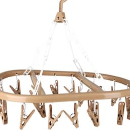 Urban Living Wasgoed droogcarrousel/droogmolen - 2x - 20 clips/knijpers - beige - kunststof - 30 x 42 cm — thumbnail 3