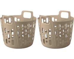Flexibele wasmand - 2x - beige - 35 liter - kunststof - 39 x 41 x 36 cm