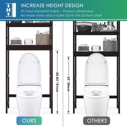 Badkamer opbergplank bamboe over-het-toilet ruimtebesparend donkerbruin met verstelbare planken Wasmachine rek — thumbnail 2