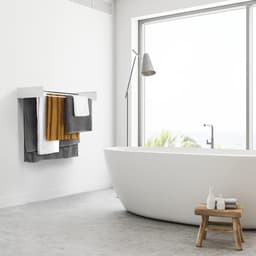 Intrekbaar inklapbaar wandmontage droogrek voor binnen of buiten - ruimtebesparend compact slank design - wit 100 cm — thumbnail 2