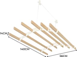 Kledingrek Plafond Katrol - Ivoor– 1.4m 6-lat plafond wasrek — thumbnail 5